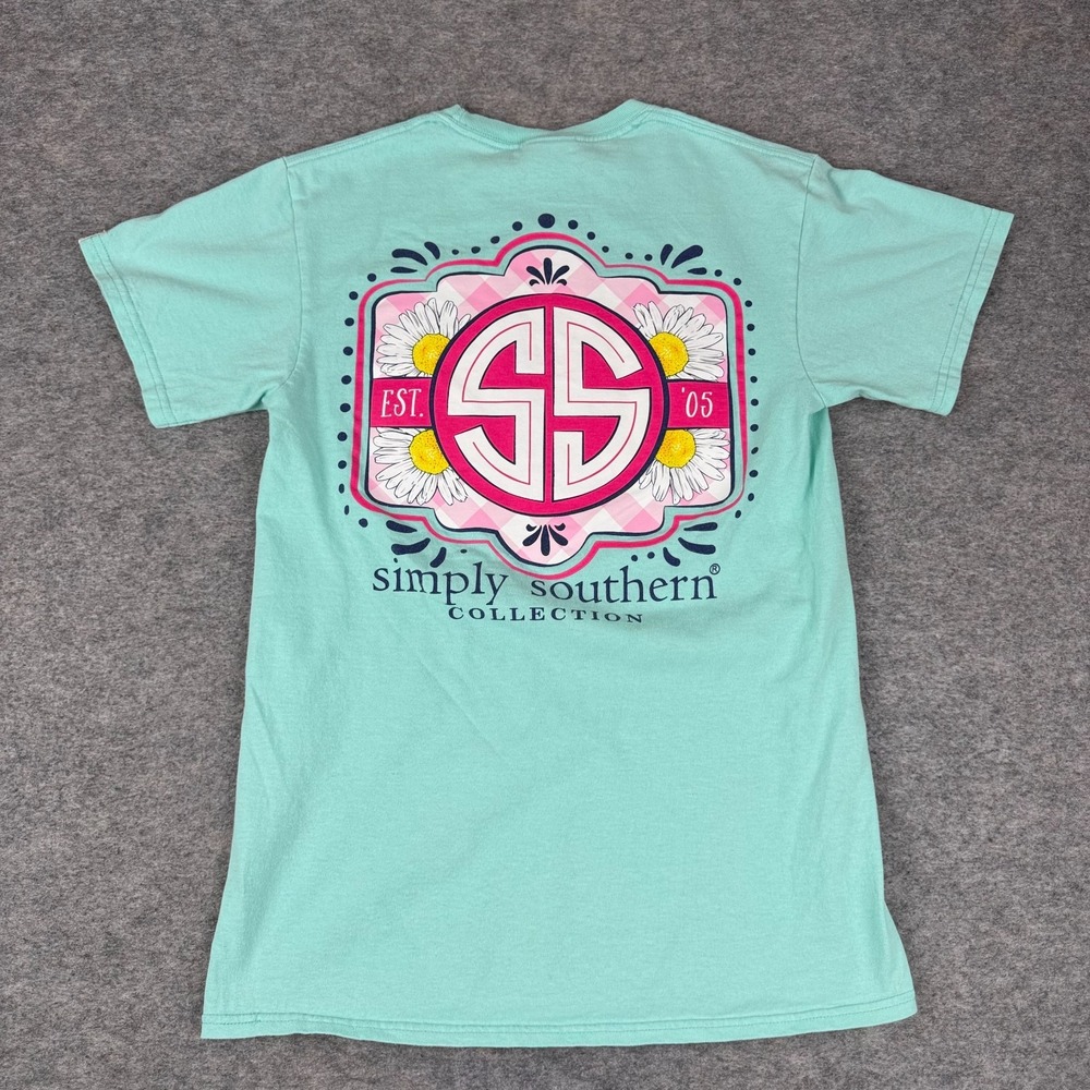 Simply Southern T-Shirt Cotton Green Women Small S